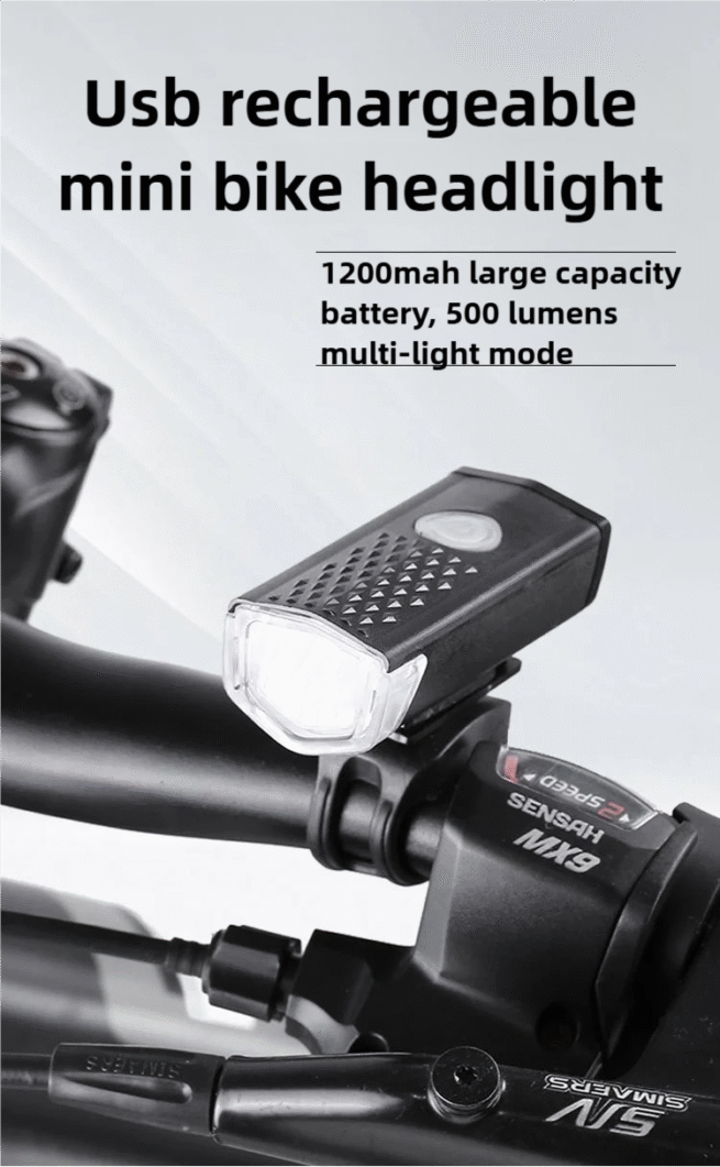 USB Rechargeable LED Bike Headlight – Lightweight, Waterproof, Portable Cycling Safety Light - Image 2