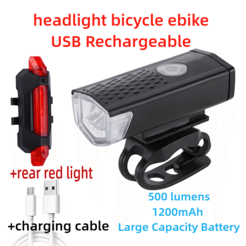 Bike Headlight & Tail Light Set USB Rechargeable – Stay Safe & Visible!