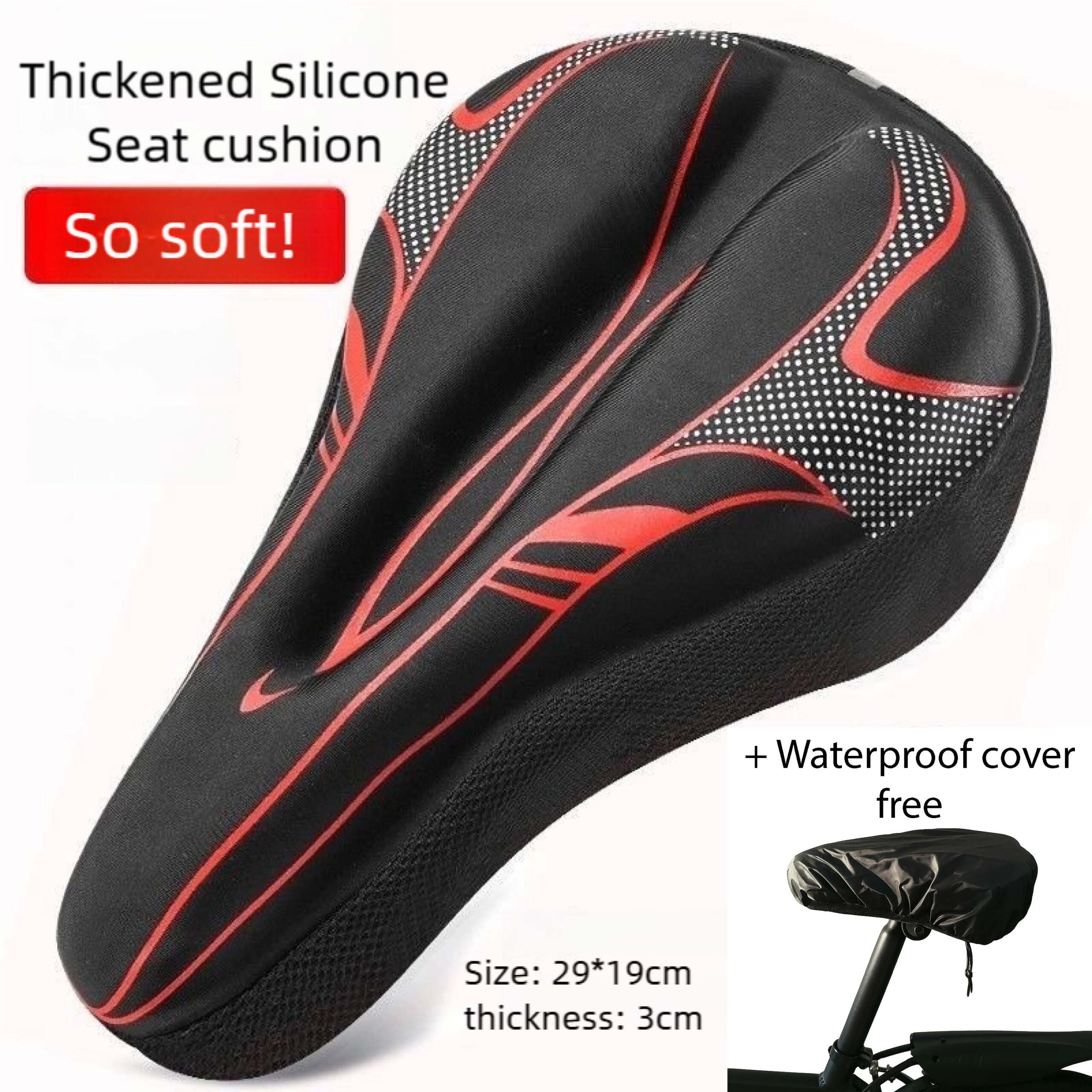 Mobi Silicone Bike Seat Cushion Cover – Soft Thick Gel Pad | Breathable & Non-Slip | Reflective Strip | Waterproof Cover | MTB Road Folding Bicycle Saddle Protector | Singapore Local Stock
