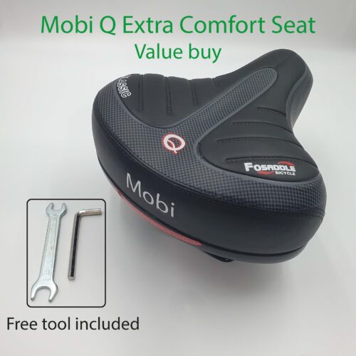 Mobi Q Extra Comfort Bicycle Seat | 8cm Memory Foam & Dual Spring Suspension | Wide Bike Saddle