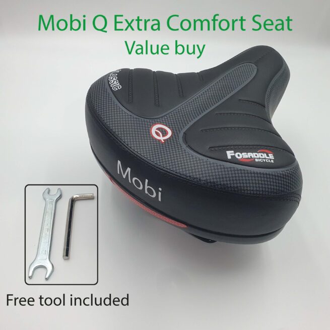Mobi Q Extra Comfort Bicycle Seat | 8cm Memory Foam & Dual Spring Suspension | Wide Bike Saddle