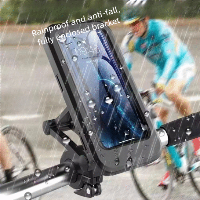 Waterproof Bicycle Motorcycle Phone Holder | 360° Adjustable Shockproof Mount for 5.5-6.8" Phones | Anti-Fall Full Enclosed Case - Image 2