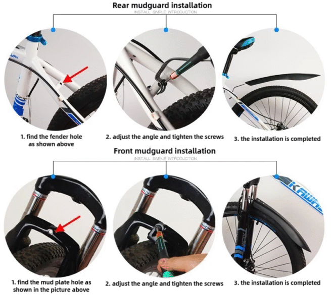 Universal Bicycle Mud Guard Set – Front & Rear - Image 2