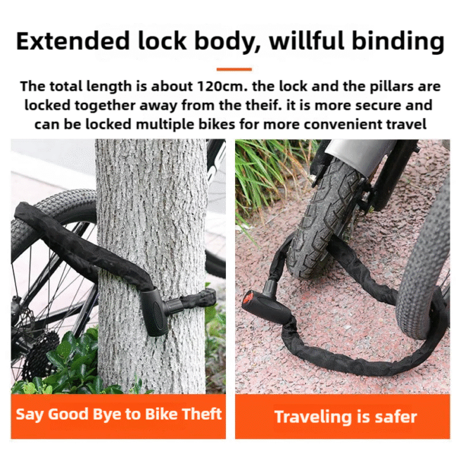 Heavy-Duty Bike Chain Lock | Max Security, Anti-Theft | 60/90/120cm Bicycle Lock - Image 2