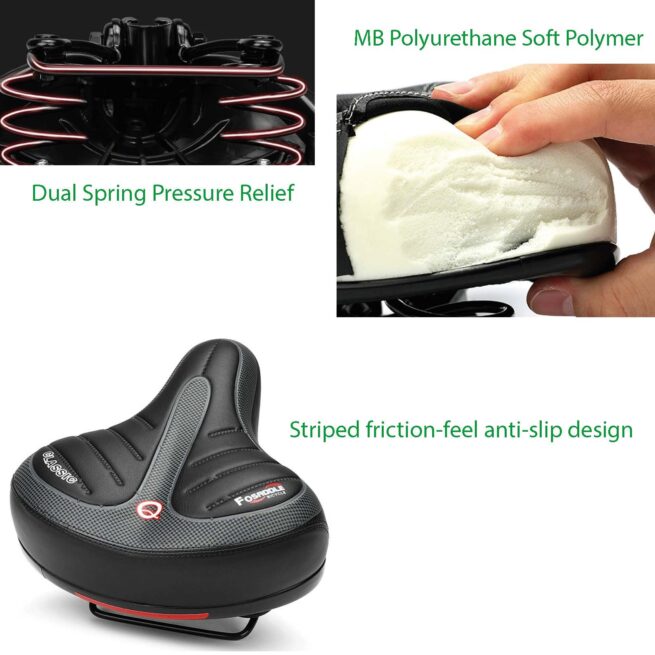 Mobi Q Extra Comfort Bicycle Seat | 8cm Memory Foam & Dual Spring Suspension | Wide Bike Saddle - Image 3