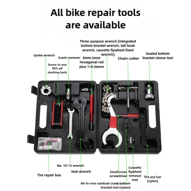 Bicycle Repair Tool Kit Box Set | Bike Cycle Maintenance Mechanic Toolbox Spanner Wrench Chain - Image 8