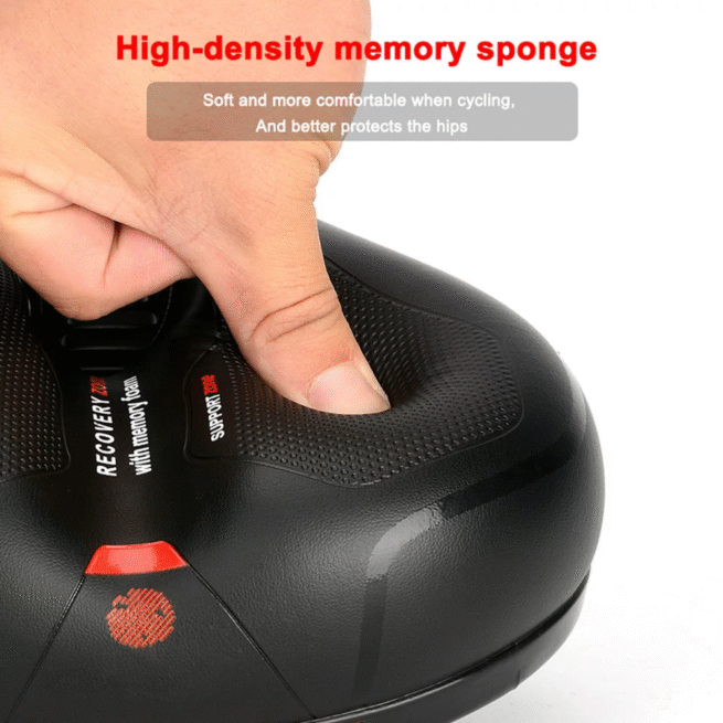 Mobi Ebike Wide Gel Bicycle Seat | Comfortable Memory Foam Cushion | Shock Absorption Ball | Reflective Safety Strip | Universal Pole Clamp | Air Ventilation Duct | Soft Elastic Sponge | Anti-Slip Honeycomb | MTB Road Folding Bike Saddle | Free Wrench - Image 7