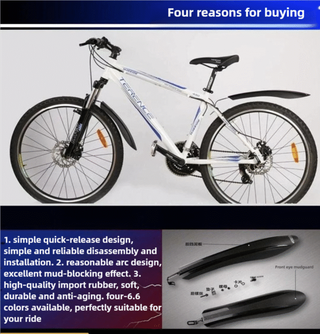 Universal Bicycle Mud Guard Set – Front & Rear - Image 3