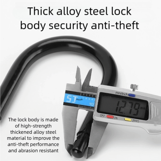 Heavy Duty U-Lock Bicycle Lock + Chain | Anti-Theft | 2 Keys | Mount Bracket | Waterproof - Image 4
