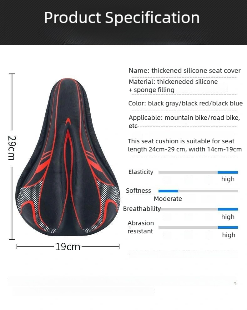 Mobi Silicone Bike Seat Cushion Cover – Soft Thick Gel Pad | Breathable & Non-Slip | Reflective Strip | Waterproof Cover | MTB Road Folding Bicycle Saddle Protector | Singapore Local Stock - Image 6