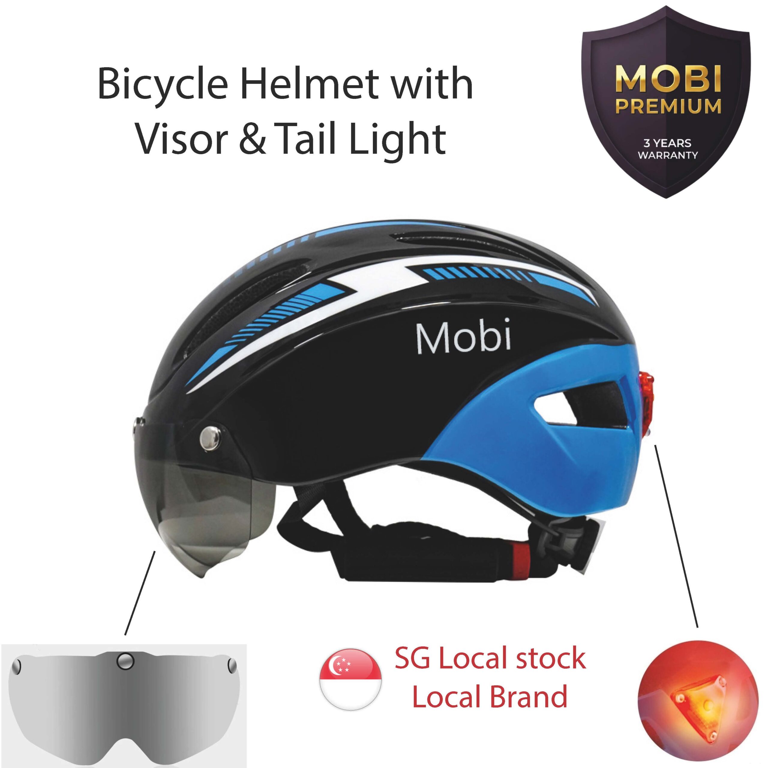 Bicycle Helmet with Visor (High quality Mobi Premium 3y Warranty)