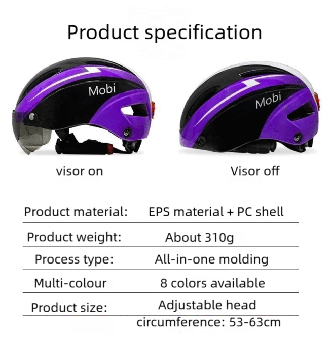 Bicycle Helmet with Visor (High quality Mobi Premium 3y Warranty) - Image 7